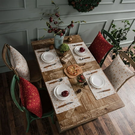 

4Pcs Table Placemats Non-slip Heat Resistant Cotton Flax Stain Resistant Table Mats for Party