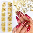 thumbnail image 1 of Arte de uñas navideño con purpurina, 12 rejillas, dijes de uñas con copos de nieve dorados, copos de nieve, muñecos de nieve, campana de alce, regalo, árbol de Navidad, diseño de uñas navideñas, confe, 1 of 5
