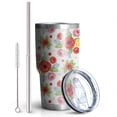 thumbnail image 2 of 30oz Pioneer Flower Floral Print Pattern Tumbler, Double Wall Vacuum Insulated Cup, BPA-Free Leak Proof Lid & Reusable Straws, Hot 12h, Cold 34h, 2 of 6