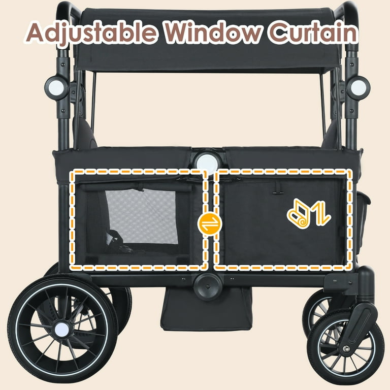 AILEEKISS Collapsible Wagon Stroller for 2 Toddlers, 3-Point