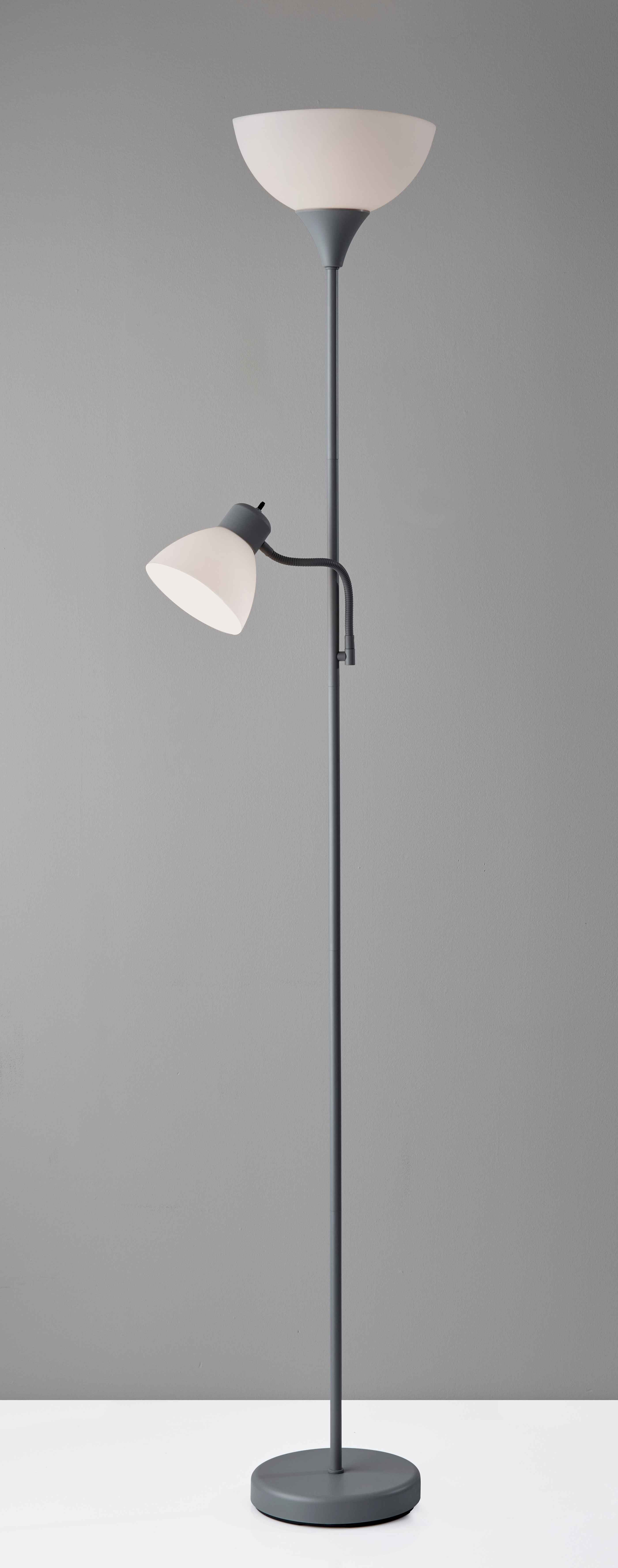 Mainstays 72'' Gray Combo Floor Lamp With Reading Lamp, Modern