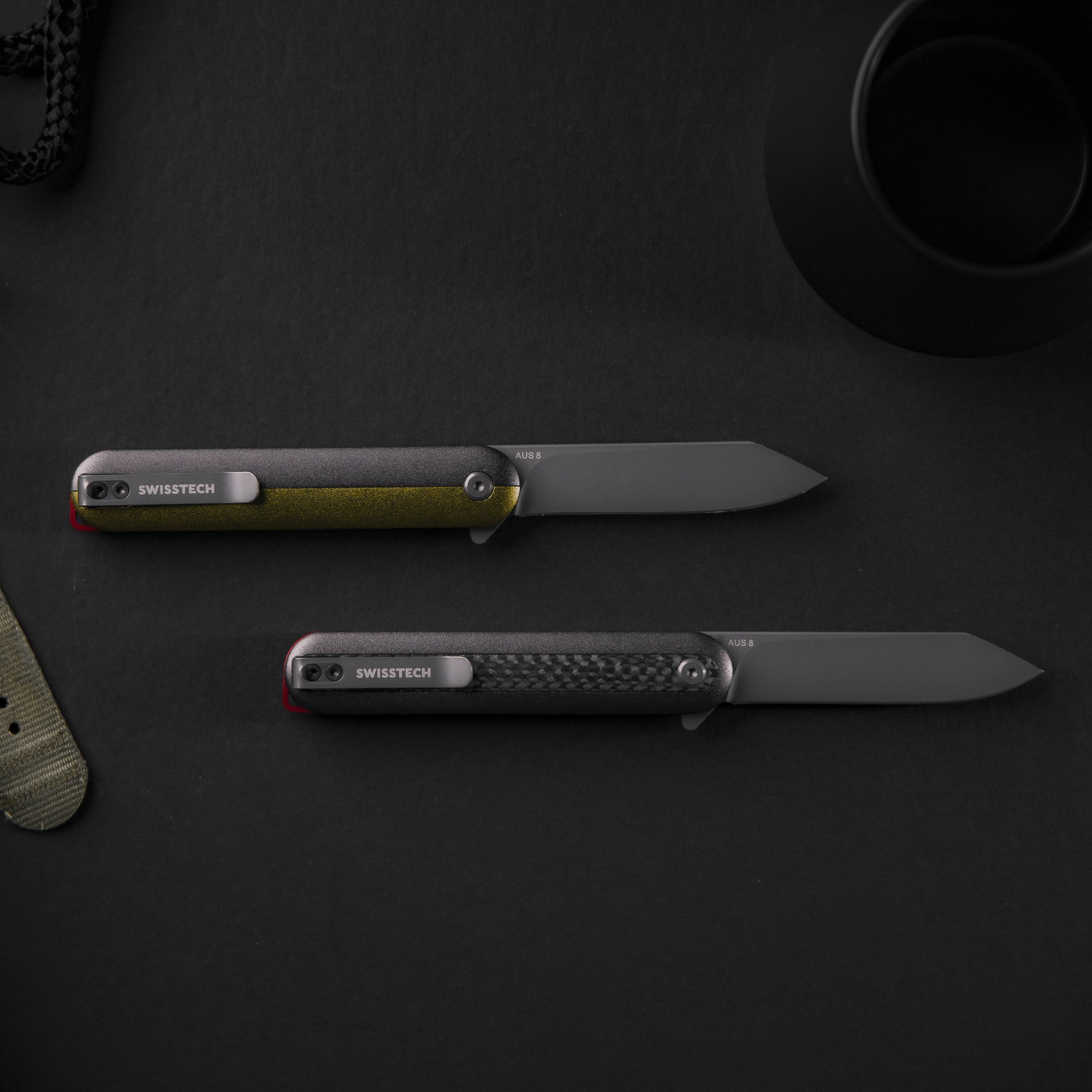 Swiss Tech Gerundet 7" Assisted Flipper Pocket Knife, AUS-8 Steel 3" Blade, 4" Aluminum Handle, Multi-color