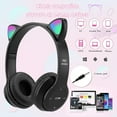 thumbnail image 7 of HQinX Kids Headphones, Cat Ear Wireless Headphones, LED Light Up Bluetooth over on Ear Purple Headphones for Boy Girl With Microphone, Black, 7 of 7