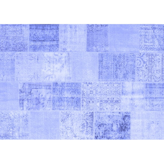 Ahgly Company Machine Washable Indoor Rectangle Patchwork Blue Transitional Area Rugs, 7' x 9'