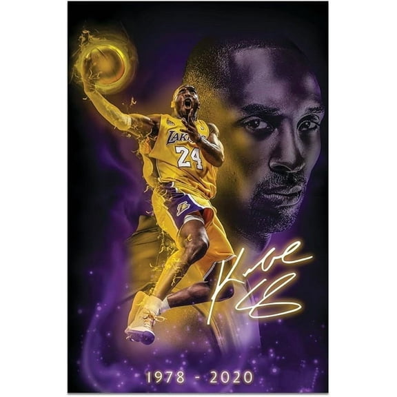 Kobe Bryant Inspirational Poster Wall Art Basketball Star Player Sports Painting Decor Motivational Size 24''x36''