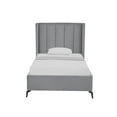 thumbnail image 3 of Posh Living Kam Upholstered Velvet & Wood Full Platform Bed in Light Gray, 3 of 8