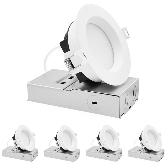 LUXRITE 4 In. LED Regressed Mini Panel Light, 5CCT, 12-19W, Up to 800LM, Dual Dimmable, 100 Beam, ETL Listed 4 Pack