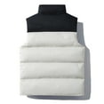 thumbnail image 5 of Yaoyar Men's Lightweight Cotton Puffer Vest Winter Casual Patchwork Color Stand Collar Zip Up Down Vest Outerwear With Pockets White L, 5 of 8