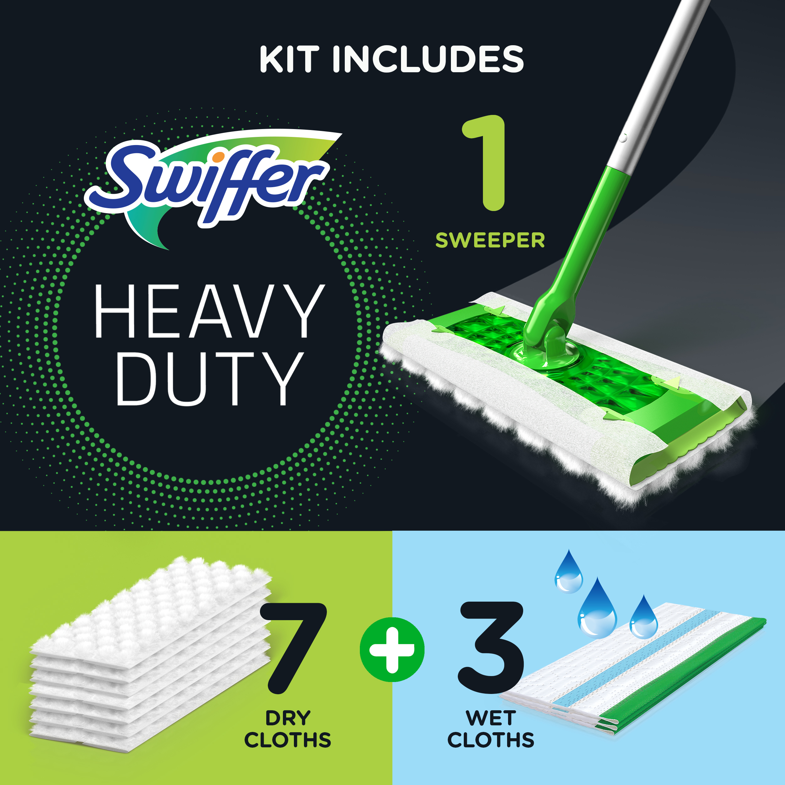 Swiffer Sweeper 2-in-1, Dry and Wet Multi Surface Floor Cleaner and Broom, Sweep and Mop Starter Kit - image 4 of 10