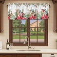 thumbnail image 6 of Christmas Poinsettia Curtain Valances for Windows, Kitchen Valance Window Treatments Panel 2 Pack, Xmas Cardinal Pine Cone Branches Rod Pocket Short Curtains for Bathroom Bedroom 54 x 18 Inch, 6 of 8