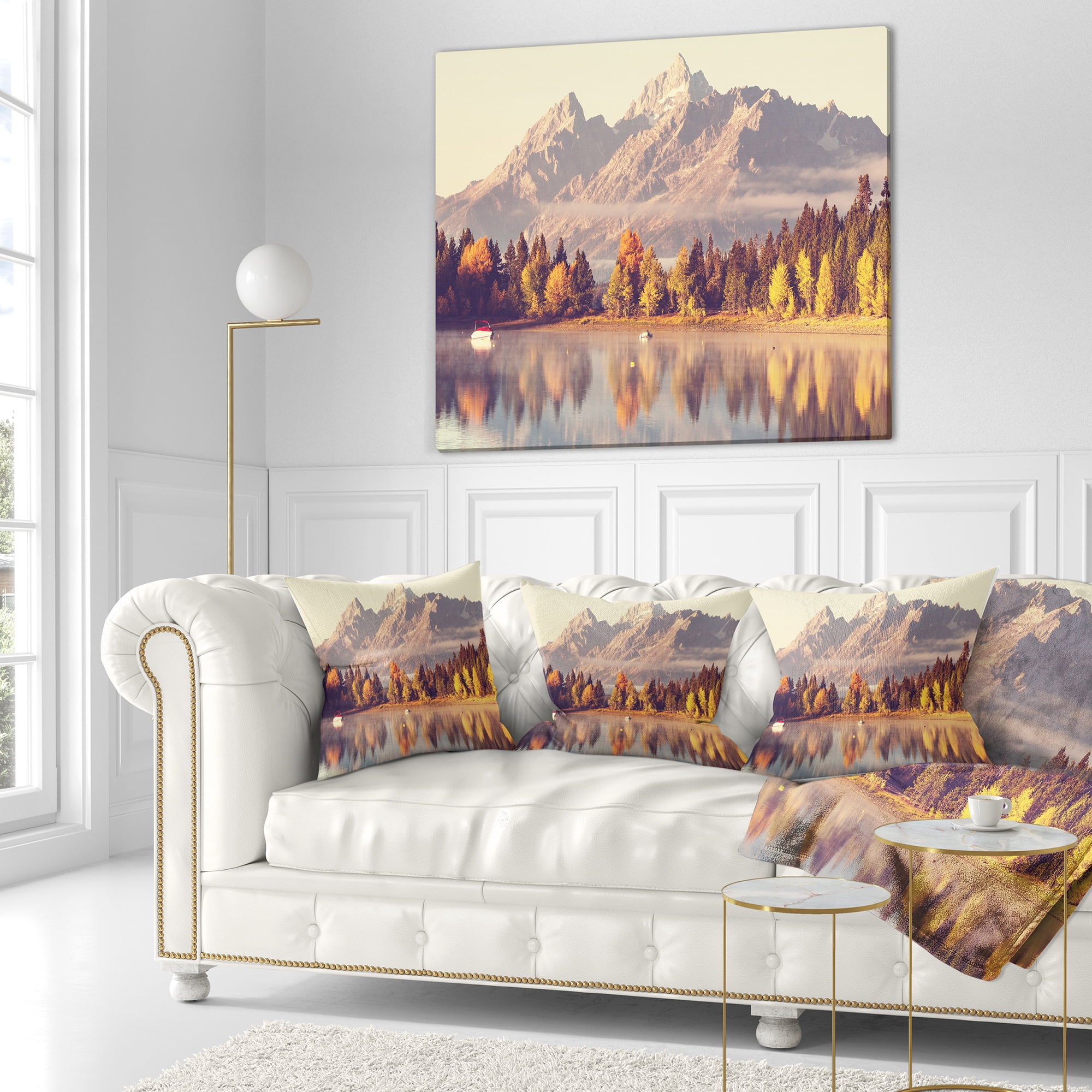Designart Grand Teton National Park - Landscape Printed Throw Pillow - 16x16