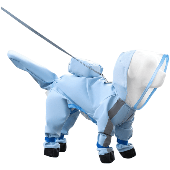 Dog Raincoat with Hood, Full Coverage 4 Legs Waterproof Dog Rain Cloth, Cloud Blue Pet Rain Coat for Small Dogs, Back Length 11.8 in / 30 cm