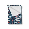 thumbnail image 2 of Narwhal Soft Flannel Fleece Throw Blanket, Arctic Ocean Fauna School of Fish and Jellyfish Sketch, Cozy Plush for Indoor and Outdoor Use, 50" x 60", Royal Blue Baby Blue, by Ambesonne, 2 of 6
