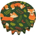 thumbnail image 6 of Fox Tablecloth Round Table Cloths 60 Inch Wrinkle Resistant Picnic Table Covers Washable Polyester for Holiday Kitchen Party Picnic -Green, 6 of 6