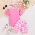 thumbnail image 4 of NOLDARES Baby Girl Romper Clothes 3 Piece Set Summer Outfits Short Sleeve Round Neck Cute Bowknot + Shorts + Headband Soft(Pink,6-9 M), 4 of 9