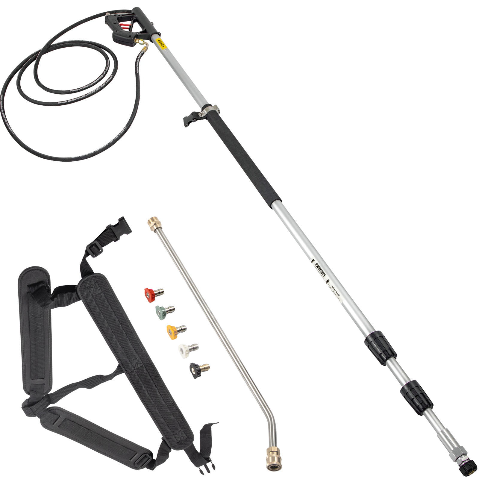 18ft Pressure Washing Telescopic Pole Extendable 1/4"M & Gutter Cleaning Tool 