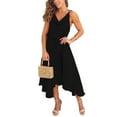 thumbnail image 2 of Women Summer Midi Dress Cowl Neck Spaghetti Strap Adjustabel Waistline Knee Length Skirts Irregular Hem A Line Flowy Sundress, 2 of 4