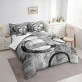 thumbnail image 3 of Feelyou Adult Abstract Geometric Bedding Comforter Set 7 Pieces, Mid Century Minimalism Full Bedding Set, Grey Stripes Circle Reversible Fitted Sheet Flat Sheet, Luxury Bedroom Decor, 3 of 7