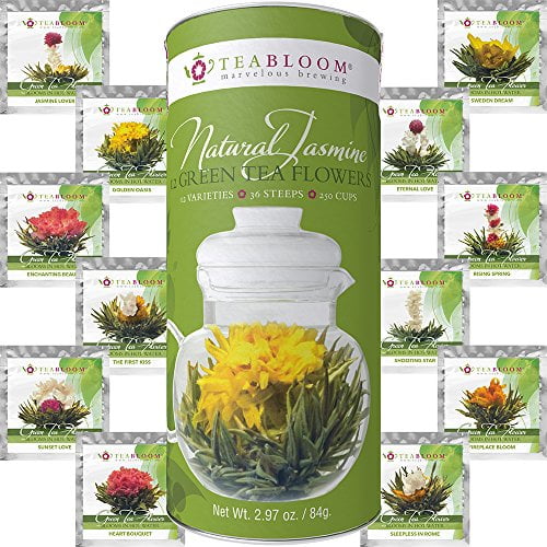 Teabloom Flowering Tea Balls 12 Assorted Blooming Tea Flowers with Natural Jasmine