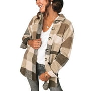 Chase Secret Womens Corduroy Shirt Jacket Plaid Flannel Button Down Oversized Shacket Coat Petite