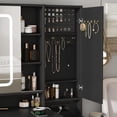 thumbnail image 2 of Vabches Large Vanity Desk Set with Sliding Lighted Mirror, Modern Makeup Table with Cushion Stool, Visible Drawers, 3 Drawers and Jewelry Cabinets & Charging Station, 2 of 8