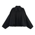 thumbnail image 2 of GEWSEY Womens Suede Zipperd Bomber Jacket Lapel Long Sleeve Motorcycle Cropped Coat Y2k Going Out Jackets Outerwear (Black, S), 2 of 9