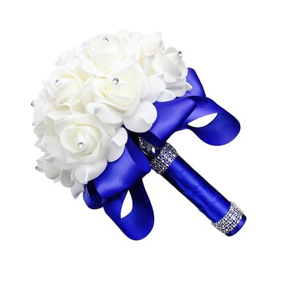 CATIEBYE 1Pc Blue Bridal Bouquet Artificial Flowers Ornament for Valentine's Day