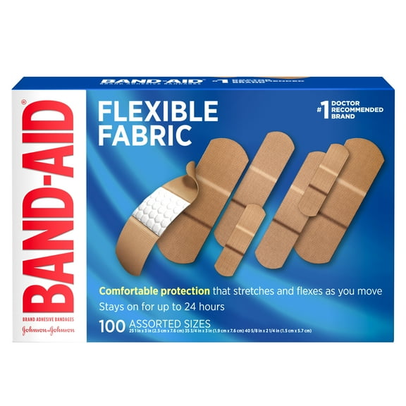 Band-Aid Brand Flexible Fabric Adhesive Bandages, Assorted, 100 ct (Pack of 6)