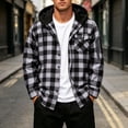 thumbnail image 7 of WRFWUL Mens Flannel Hooded Shirts Fall Trendy Plaid Long Sleeve Button Down Sweatshirt with Chest Pocket, 7 of 7