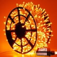 thumbnail image 2 of JMEXSUSS 163FT 500 luces LED de color naranja, 8 modos de luces de Navidad naranjas para interiores y exteriores, alambre transparente impermeable, luces de Halloween enchufables para habitación, porc, 2 of 4