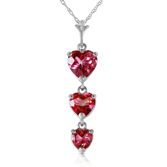 Galaxy Gold GG 14K White Gold Pink Topaz Heart Necklace - Hope & Creativity - 16" to 24" - Fine Jewelry for Women