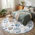 Round Rug 4ft, Coastal Seashells Low Pile Washable Rugs for Kitchen ...