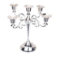 thumbnail image 4 of Candelabro portavelas, portavelas de pilar, portavelas de 5 brazos con velas largas, soporte para candelabros para de mesa plata, 4 of 9