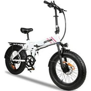 GOTRAX 20 inch Folding Electric Bike Fat Tire with 48V 10Ah Removable Battery, 350W Powerful Motor up to 20mph,Shimano Professional 7 speed Gear, Pre-Assembled Fenders and Rear Rack (White)