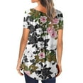 thumbnail image 3 of USSUMA Womens Summer Tops Flowy Button Up Pleated T-Shirts for Women Trendy Vintage Floral Print Blouses Tops Dressy V Neck Tunic Plus Size Shirts for Women, 3 of 6