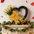thumbnail image 4 of Valentine's Day Wreath 14" Heart Shaped Wreath with Yellow Bow Handmade Valentine's Day Decorations for Anniversary Wedding Party Gift Home Wall Window Front Door Decor, 4 of 5