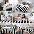 thumbnail image 6 of Black Striped Duvet Cover Set, Modern Farmhouse Black White Stripes Soft Duvet Cover Twin Size Bedding Set 4 Pieces, 1 Quiltcover and 2 Pillowcases with Zipper, 1 Bed Sheet for All Seasons, 6 of 9