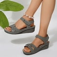 thumbnail image 6 of Womans Sandals Wedge Thick Heel Arch Support Open Toe Ankle Straps Peep Toe Shoes Comfortable Walking Beach Sandals for Women Dressy Summer 8.5, 6 of 9