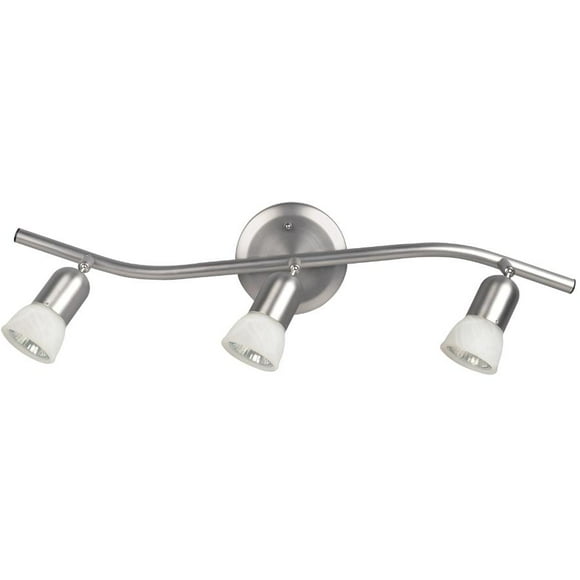 James 3 Light Track Light Fixture - Brushed Pewter with Alabaster Glass