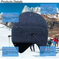 thumbnail image 3 of ZOELNIC Unisex Men Winter Windproof Knitted Wool Beanie Hat Ear Flap Ear Protector Cycling Ski Skull Cap- Navy Blue, 3 of 7