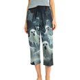 thumbnail image 4 of Zynoxe Womens Capri Pants Lounge Straight Breathable Halloween Printed Elastic Waist Plus Size Trousers with Pockets Trendy Streetwear Pajama Pants, 4 of 5