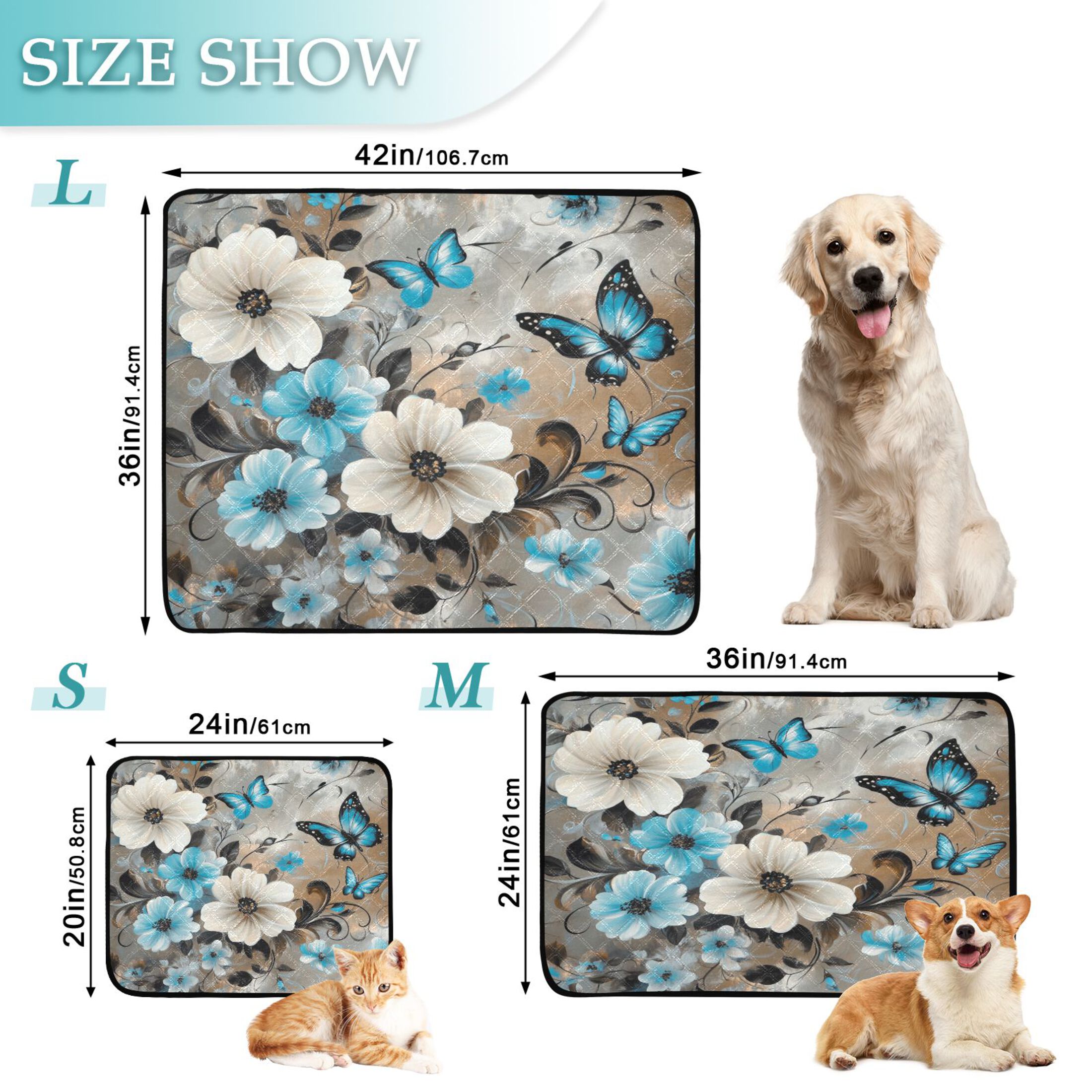 Qxltty Dainty Flora Cat litter Pads Pet Set of 2 Diaper Mats Center Anti-leakage Layer Absorbent Soft and Comfortable