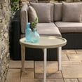 All Weather Cement Earth Round Side Table with Wood Stand, 24" L X 24