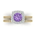 thumbnail image 2 of 1.58 ct Brilliant Round Cut Alexandrite 14k Yellow/White Gold(multi tone) Halo Solitaire with Accents Engagement Bridal Wedding Ring Band Set size 8.25, 2 of 7