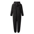 thumbnail image 3 of Women's Winter Warm Fleece Jumpsuit - Long-Sleeve Hooded Zipper Casual Sleepwear, Black, XXL, 3 of 4