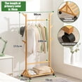 thumbnail image 5 of Wooden Garment Rack Shelf, Heavy Duty Floor Bamboo Clothes Rack Shoes Clothes Storage with Wheels Clothes Hat Pants Hanger Tree for Office Home, 5 of 10