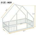thumbnail image 2 of Jopath Twin Size Floor Bed Frame Montessori Bed with House-Shaped Floor Bed with Fence, Guardrails for Kids,Boys,Girls White, 2 of 10