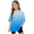 thumbnail image 6 of Girls Short Sleeve T Shirts Kids Summer Oversized Tops Gradient Print Casual Crewneck Basic Tees 5-15 Years, 6 of 6