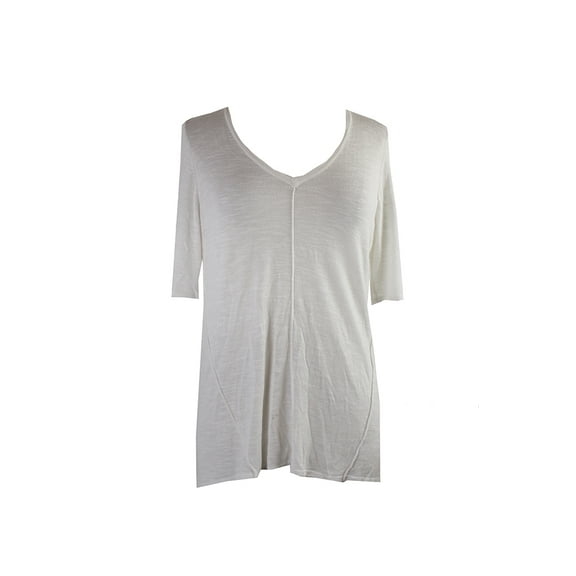 Calvin Klein White Tab-Sleeve V-Neck Knitted Top M
