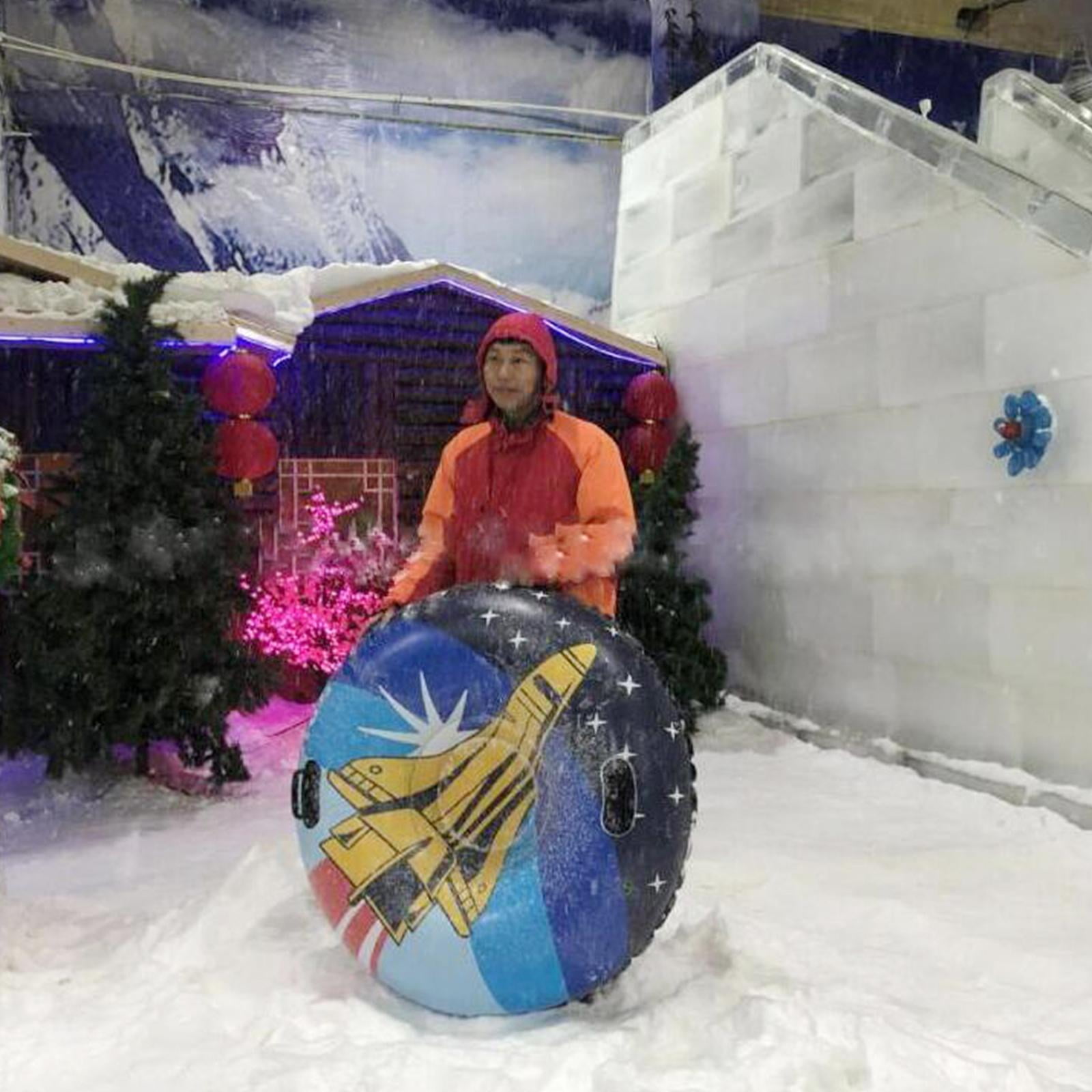 DimyFew Inflatable PVC Snow Tube Freeze-resistant -thick Bottom Recreation Sports Skiing 120cm Round Rocket